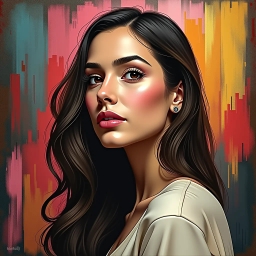 A creative portrait with a colorful background of a woman